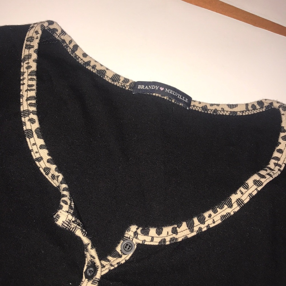 Brandy Melville Black Long Sleeve with Cheetah